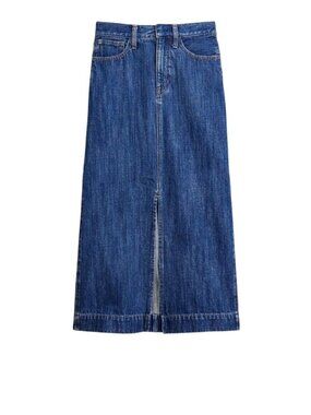 J.Crew 2024 Womens Denim Midi pencil Skirt Front Slit 100% Cotton Size 2